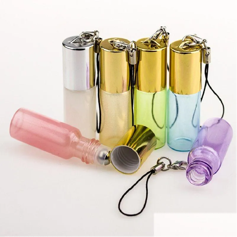 Bouteilles D'emballage Perle Lustre Rouleau Pendentif L 5Ml Nacré Portable Bouteille D'huile Essentielle Par Boule Avec Drop Delivery Office School Dhlbz