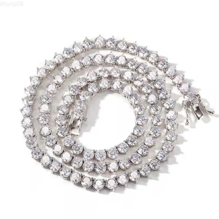 Designer Jewelry Pass Diamond Test 3 mm - 5 mm de ancho 925 Plata chapada en oro Moissanite diamante tres puntas collar de tenis / cadena de pulsera