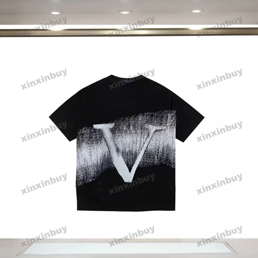 Xinxinbuy Mannen designer Tee t-shirt 23ss Gradiënt graffiti Brief afdrukken korte mouw katoen vrouwen wit zwart blauw M-2XL