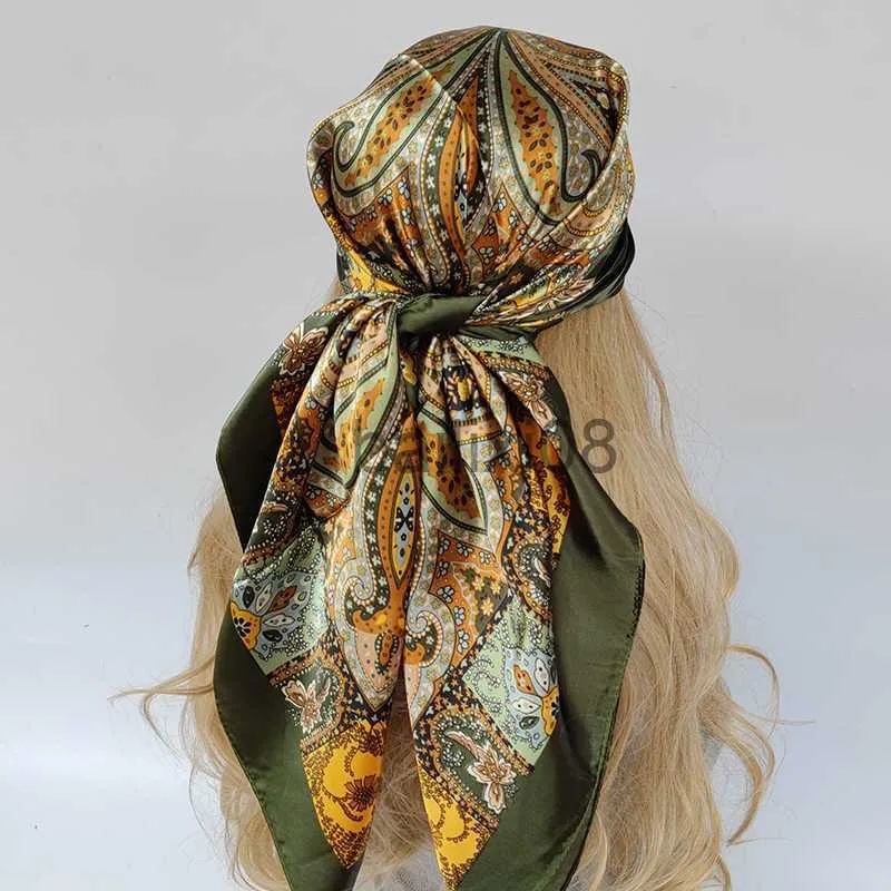 Sjaals Zijden Sjaal Scarftop Headwraps Voor Vrouwen Vintage Vier Seizoenen Haar Sjaal 90*90cm Hijab Foulard Bandana femme Hoofddoek J230703