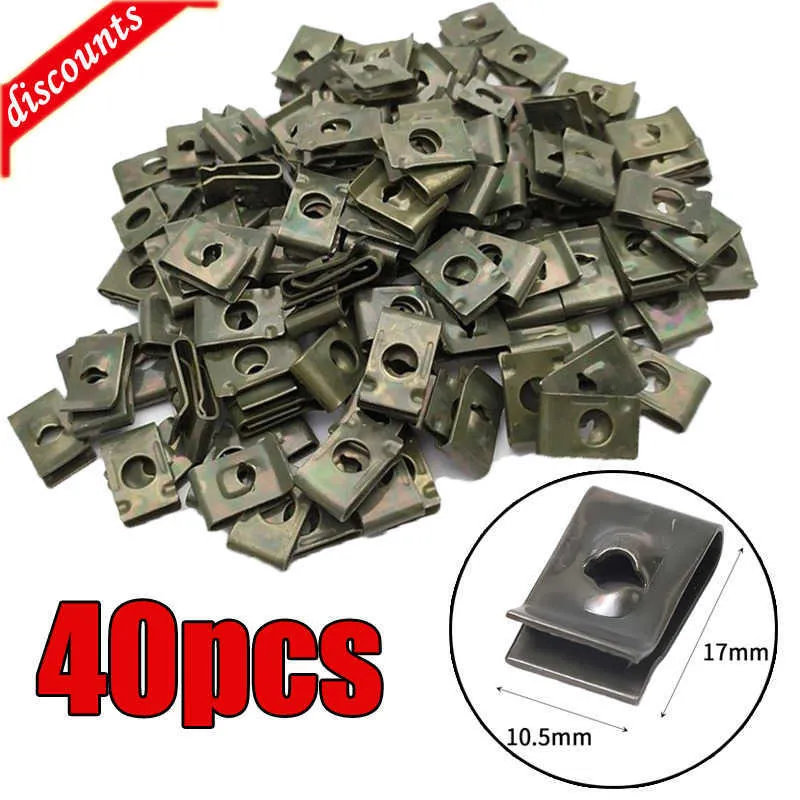 HISports Set di 40 dadi in lamiera, clip per parafango, clip di fissaggio per parafango, vite con dado per parafango, clip per auto