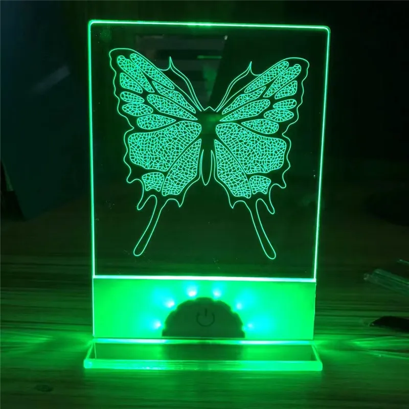 50 pçs led em branco 3d acrílico rgb mesa de luz noturna outdoor exibição de mensagem pedido lâmpada com suporte de suporte decorar iluminação