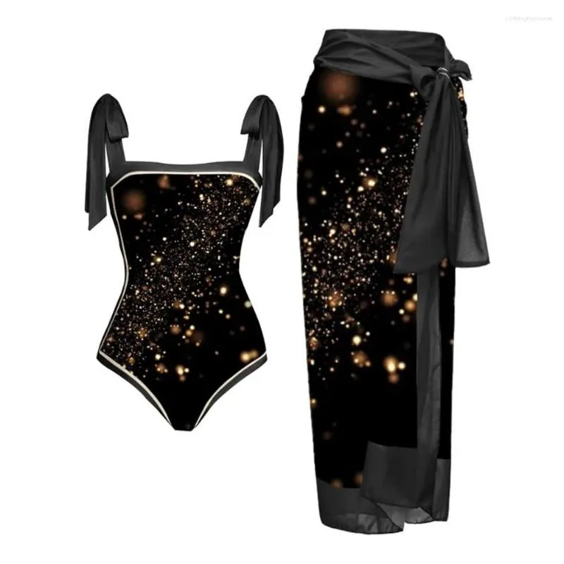 Printed One Piece Swimsuit Set for Women Versatile Beach Bikini Skirt Cover Up 2023 Collection