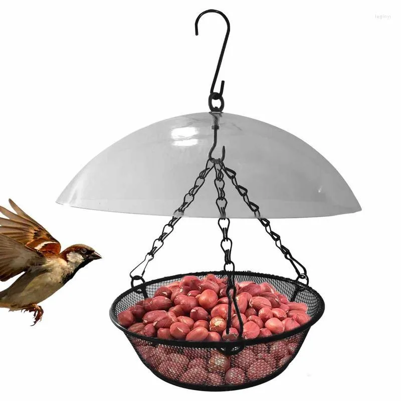 Outros suprimentos para pássaros Alimentador suspenso Bandeja de alimentação de metal com design de cúpula redonda Durável, prática, alimentação ao ar livre para casa