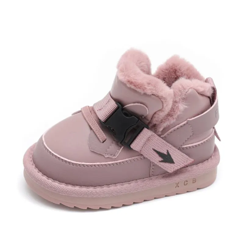 Bottes de neige en cuir imperméables et chaudes pour bébé, chaussures d'extérieur en peluche, semelle souple en caoutchouc, pour garçons et filles, nouvelle collection hiver 2022