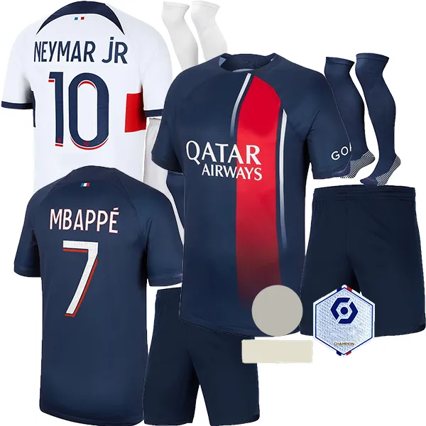 fotbollströjor för vuxna med strumpor 23 24 MBAPPE 2023 2024 DI MARIA WIJNALDUM SERGIO RAMOS HAKIMI fjärde Maillots de fotbollsutrustning ICARDI VERRATTI tredje 4:e shir