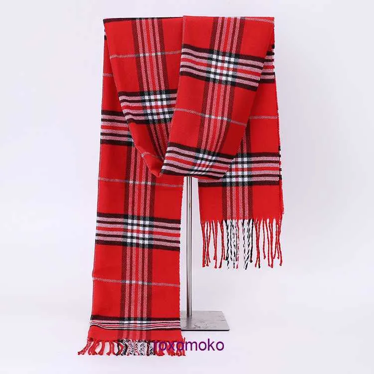 Top quality winter and autumn Bur Home scarf for women men 2023 Autumn Winter Men's Plaid Scarf British Imitation Cashmere Tassel Couple Neck