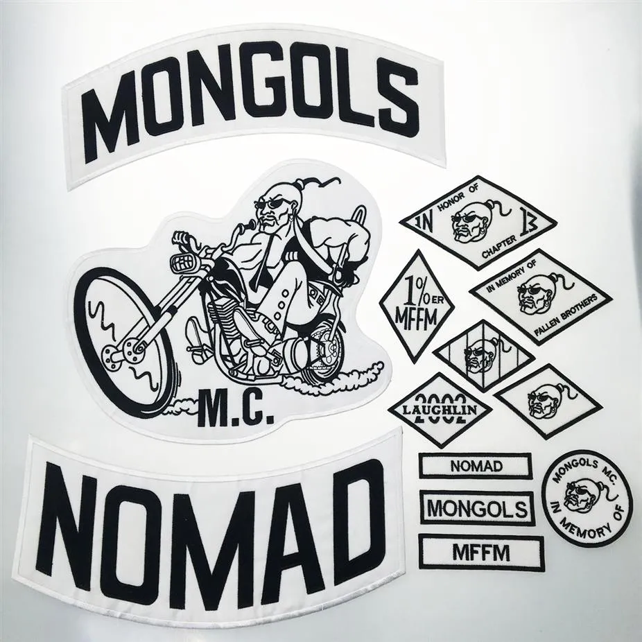 MONGOLS NOMAD MC Biker Vest Patchs de broderie 1% MFFM IN Memory Iron sur le dos complet de la veste Motorcyle Patch274P