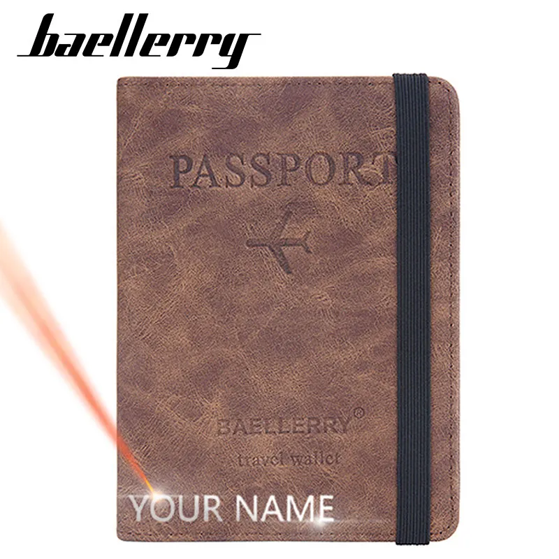Baellerry RFID Passport Passports Men Skelles Бесплатное название держатель гравирующих карт мужские кошельки Простые унисекс -кошелька.