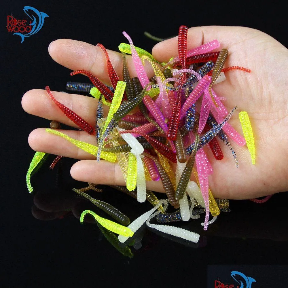 Baits Lures 200Pcs 4Cm/0.3G Bass Fishing Worms 10 Colors Sile Soft Plastic Artificial Bait Rubber In Jig Head Hook Use Drop Delive Dh4Kb