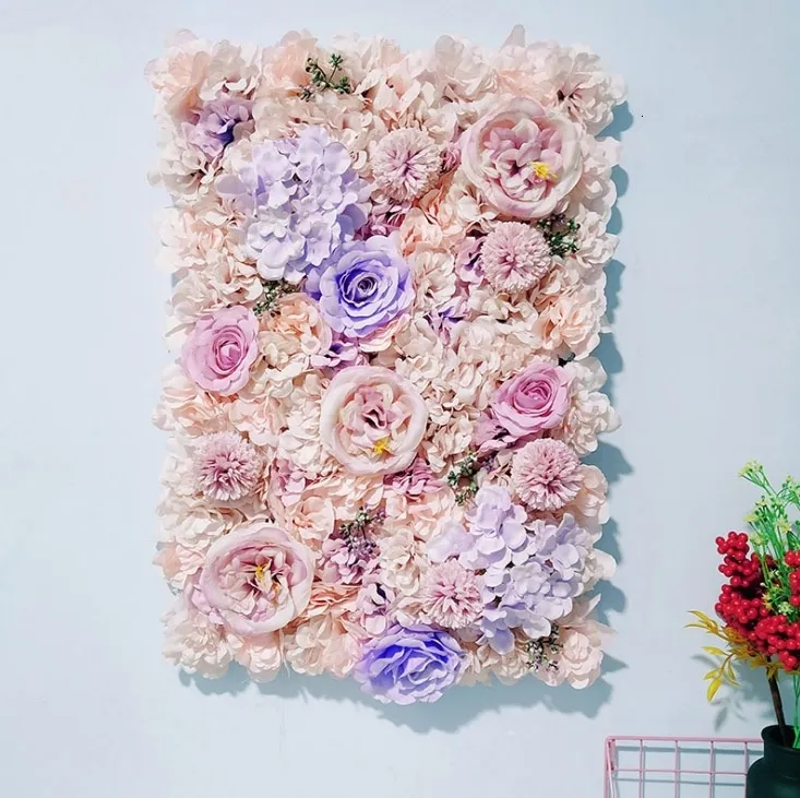 Andere Event- und Partyzubehör, 40 x 60 cm, künstliche Blumen, Hochzeitsdekoration, Blumenwandpaneele, Seide, Rose, Rosa, romantische Hintergrunddekoration 230701