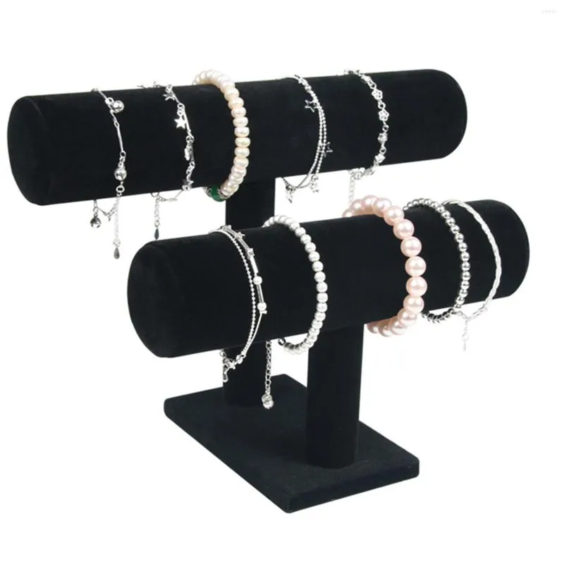 Smycken påsar 2 Tier T-Bar Armband Display Stand Hållare för förvaring av smycken