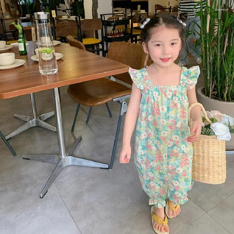Girl Dresses 2023 Summer Light Luxury Fashion Girls Comfortable Casual Jumpsuit Kids Clothing All-match Boutique Simple Style