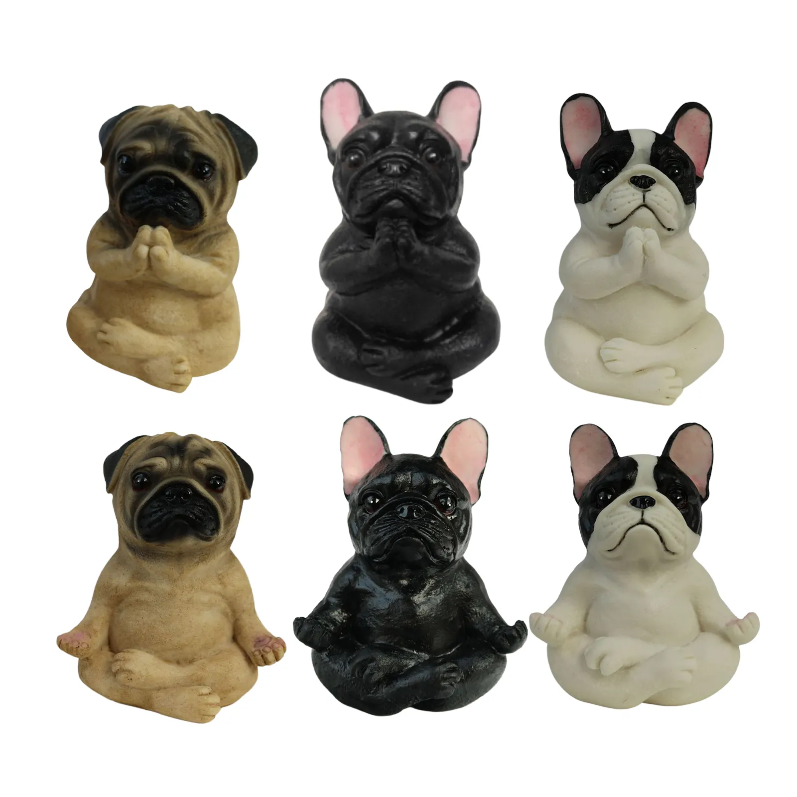 Oggetti decorativi Figurine Mini Bulldog francese Statua Decorazione da tavola Divertente Bulldog francese Pug Ornamento per auto Decorazioni per giardino domestico Regali artigianali per cani 230703