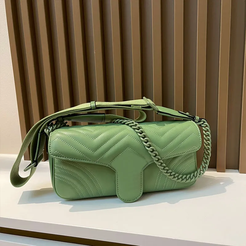 Macaron Green Chain Axelväskor Dam Designer Handväska Handväska Paint Hardware Bokstäver Klassiker Cross Body-väskor Dubbellagersdesign underarmsväska