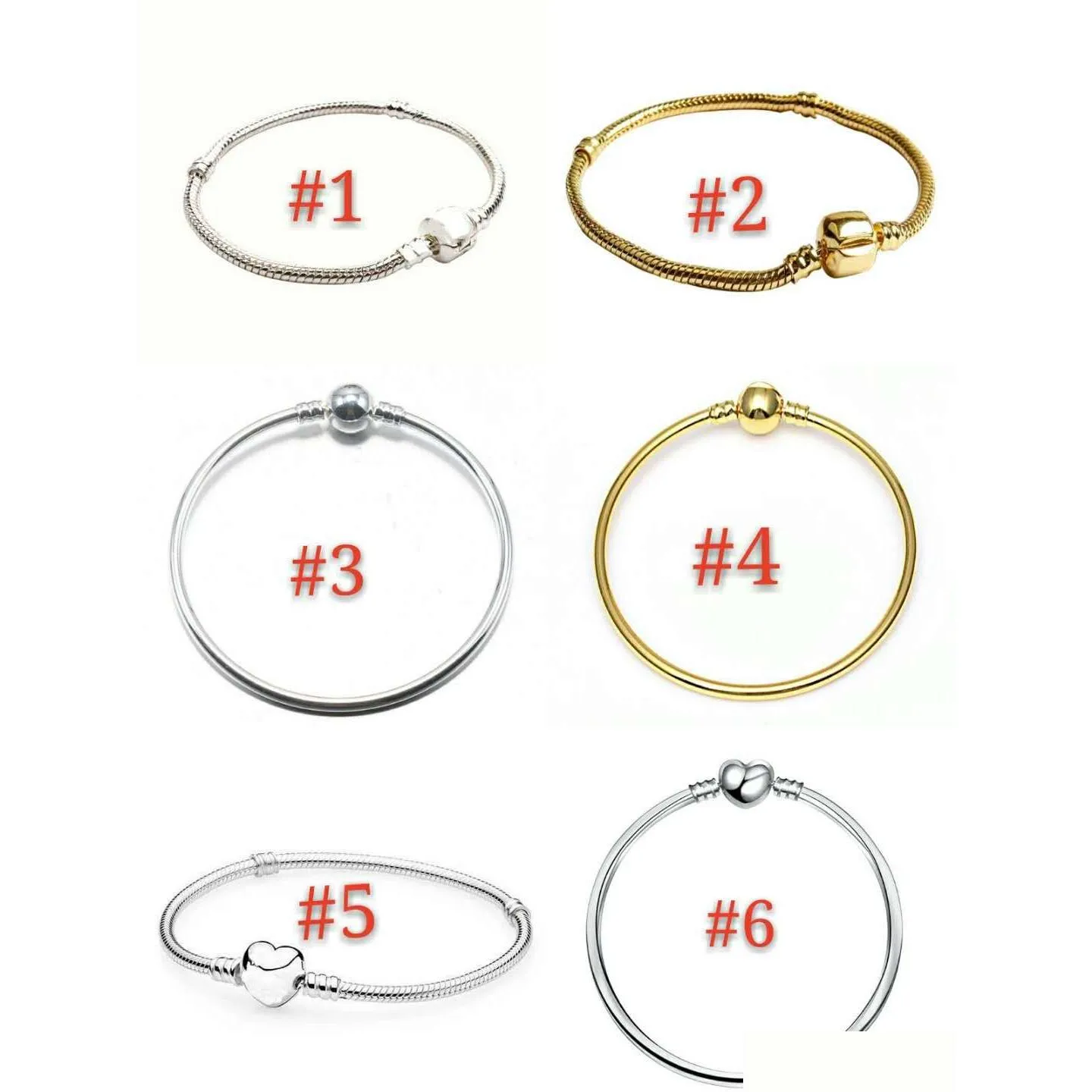 Цепь 17-21 см 5 стилей 925 Sier Latch Bracelet Bracelet Braclet Snake Bangle с бочкой застежкой для европейских бусин для Diy Jewelry Brace Dhvxy