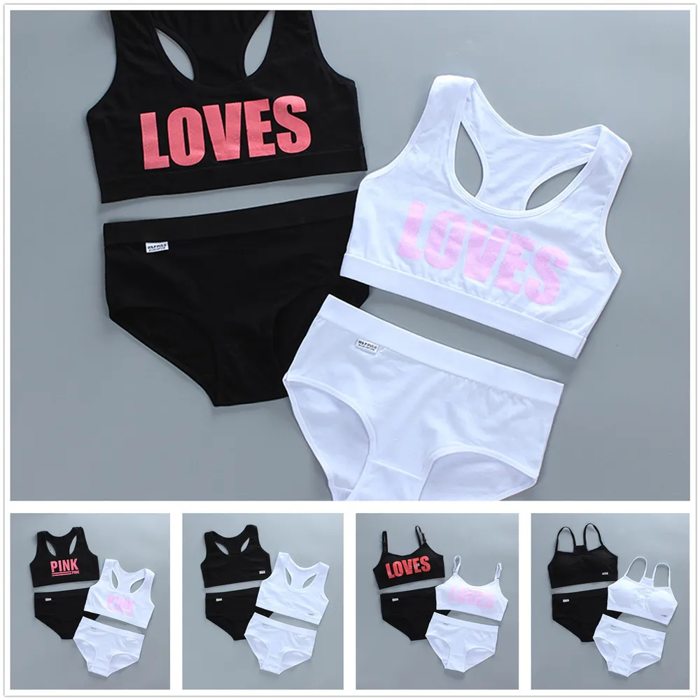 Girls Cotton Training Bra Puberty Kids Vest Sport Tops Running Teen Girls  Underwear Letter Children Bras for 8-16 Years Olds