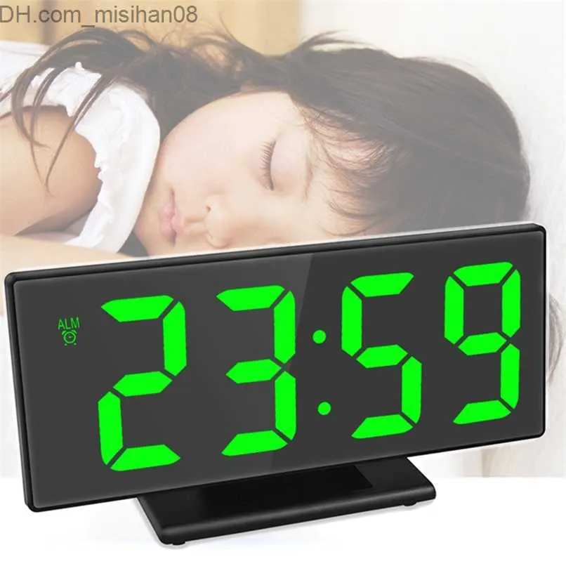 LED Mirror Digital Alarm Clock - Large Display, Desk & Table Clock with ...