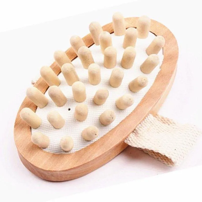 Nouveau masseur en bois naturel avec manche en bois brosse pour le corps réduction de la cellulite brosse de Massage exfolier brosse propre F3489 Lwavo