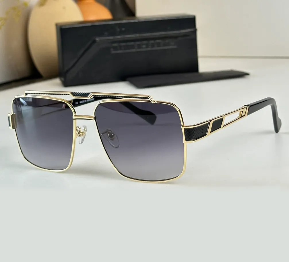 9106 Fyrkantiga Solglasögon Guld Grå Gradient Män Sommar Sunnies gafas de sol Sonnenbrille UV400 Glasögon med Box