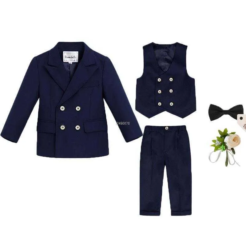 Suits Little Boys Wedding Suit Children Photography Dress Kids Stage Performance Formal Blazer Suit Baby Birthday Ceremony CostumeHKD230704