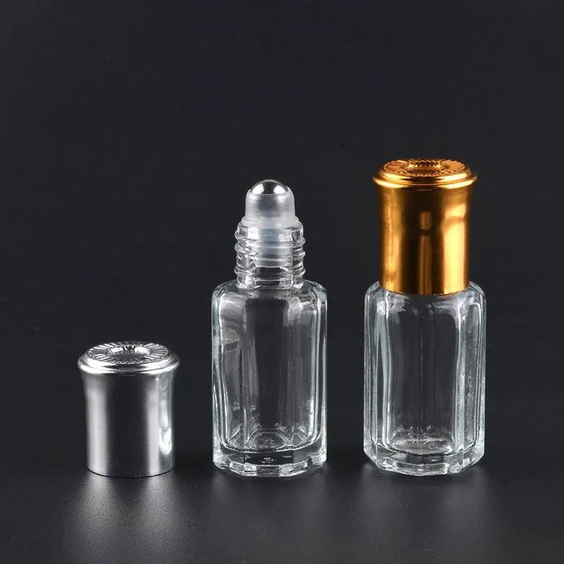 3ML 6ML 10ML ośmiokątne szklane butelki z rolką na butelki zapachowe metalowa kulka perfumy olejki eteryczne fiolki do pakowania wielokrotnego napełniania Case ZA1623 Bpecn