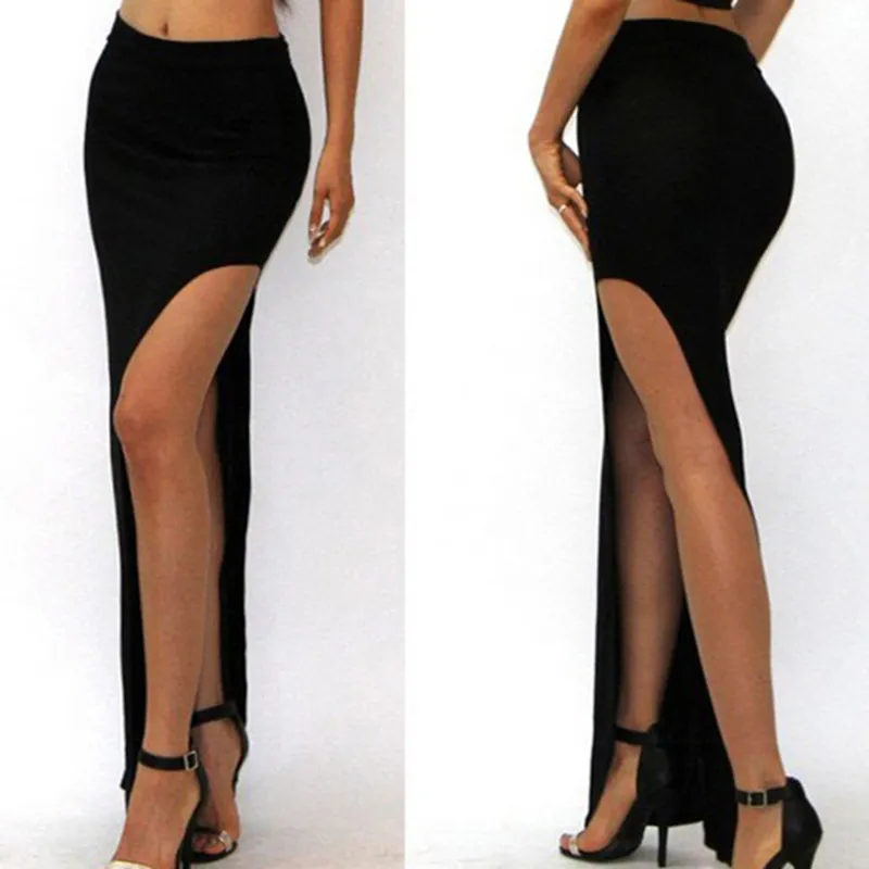 Skirts Fashion Charming Sexy Women Lady Long Skirts Open Side Split Skirt Long High Waist High Slit Maxi Skirt Black 230703