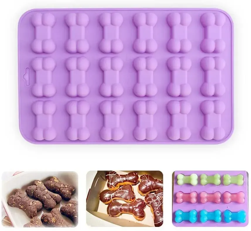 18 enheter 3D Sugar Fondant Cake Dog Bone Form Cutter Cookie Chocolate Silicone Forms Decorating Tools Kitchen Pastry Baking Forms 0704