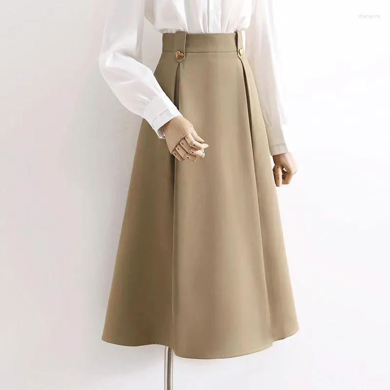 Skirts Women's Elegant Solid Color High Waist Linen Pleated Long Ladies Slim Casual Skirt Office 2023 Summer T141
