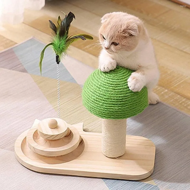 Cat Toys Kitten Cute Mushrooms Scratch Board Tree Toy With Ball Scratching Post For Cats Climbing Jumping Training Supplies