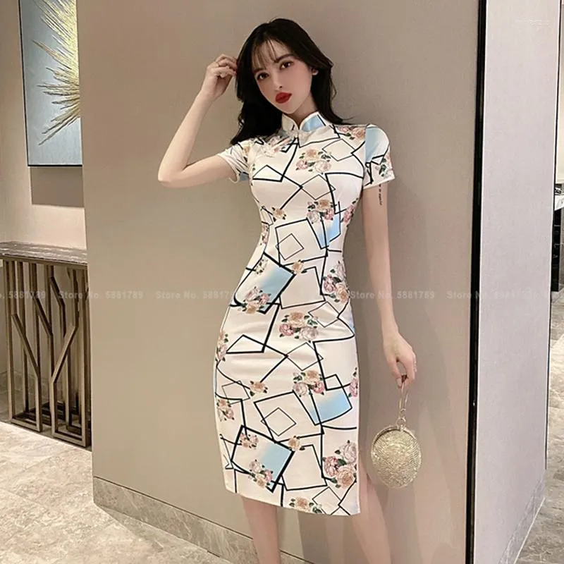 Ethnic Clothing Women's Korean Wedding Evening Dress Mid-length Skirt Chinese Traditional Retro Cheongsam Elegant Harajuku Club Party