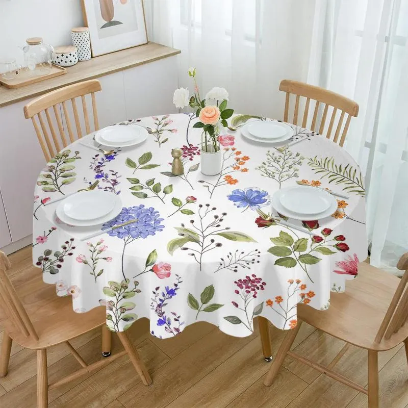 Toalha de mesa com textura floral vintage, toalha de mesa redonda, festa, cozinha, jantar, decoração de férias, toalhas de mesa à prova d'água