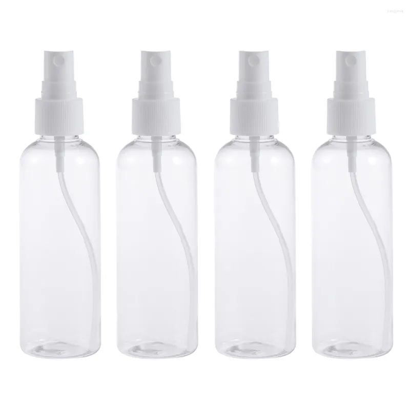 Storage Bottles 4Pcs 100ML Empty Clear Spray Refillable Makeup Spary Bottle Travel Container Reusable With White Sprayer