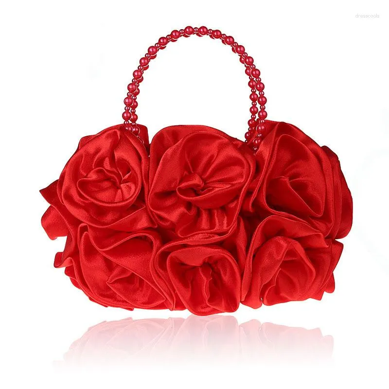 Borse da sera Borsa a fiori 3D di lusso Pochette da giorno tridimensionale Pochette da donna per cena da donna con manico in perla WY84