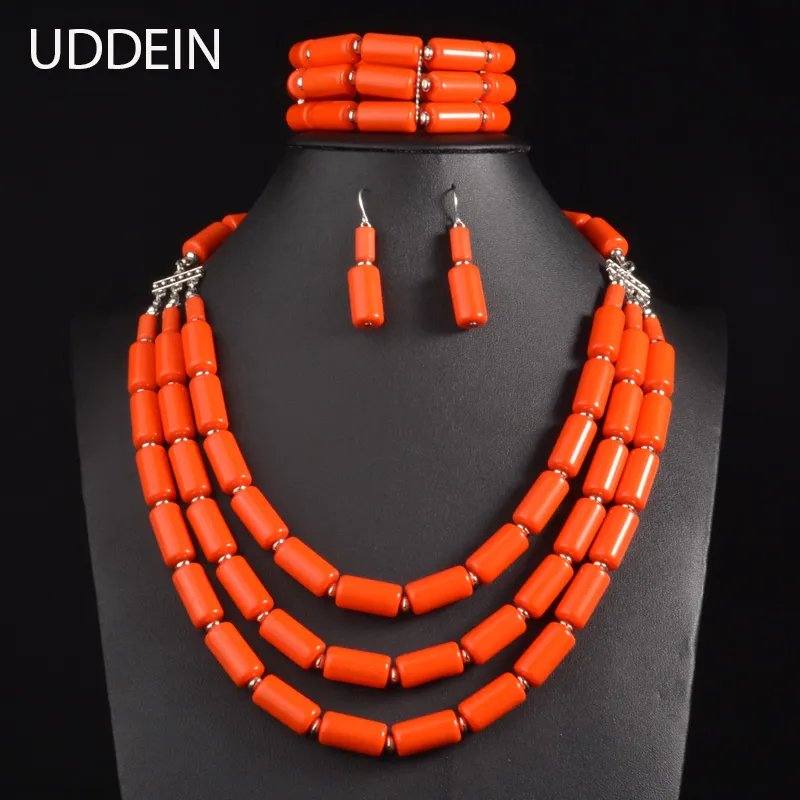 Earrings Necklace UDDEIN Nigerian Wedding Indian Jewelry Sets Bib Beads Necklace Earring Bracelet Sets Statement Collar African Beads Jewelry Set 230703