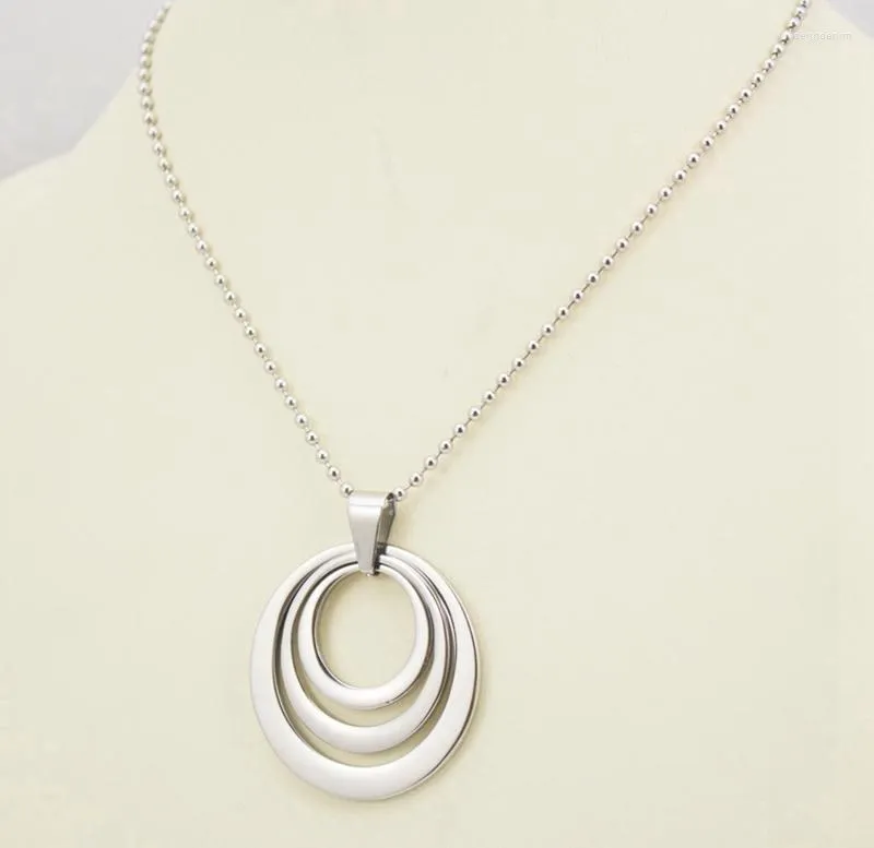 Pendant Necklaces European And American Women Fashion Necklace Silver Color 3 Circles Stainless Steel Jewelry