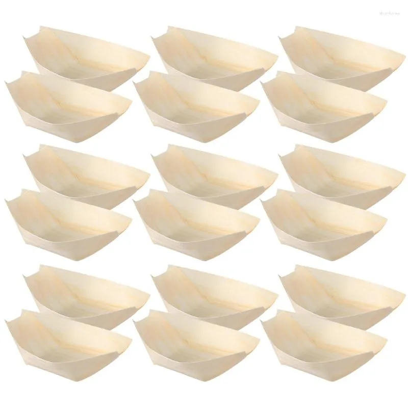 Dinnerware Sets 300 Pcs Sushi Kayak Container Wood Bowl Disposable Plates Boats Pine Serving Tray Dish