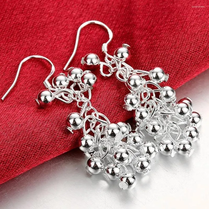 Kolczyki zwisają prosta moda 925 Sterling Silver koraliki z winogron Ball Drop biżuteria dla kobiet w sprzedaży hurtowej