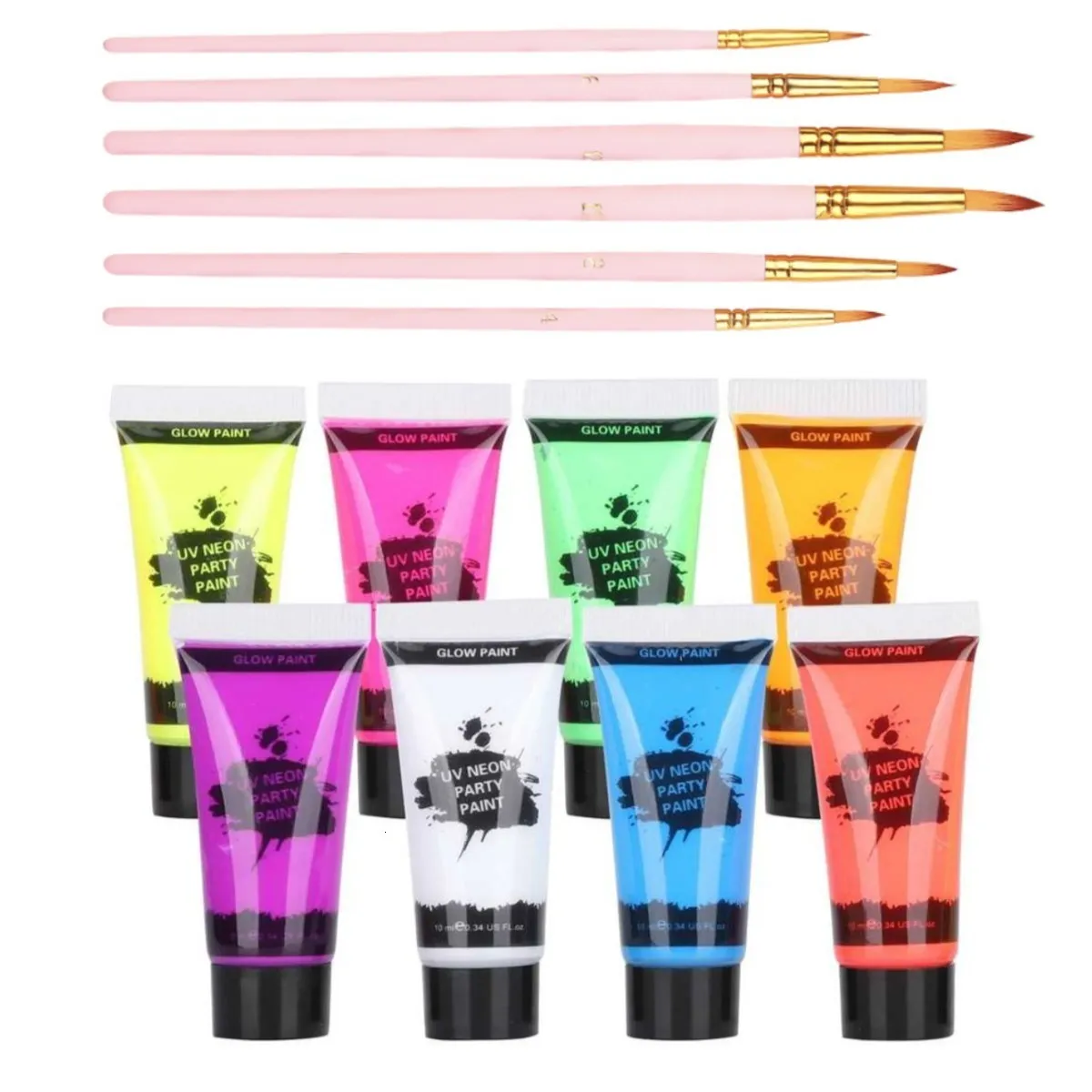 Body Paint Body face Paint kit Fluorescent Party Halloween eye make up party kids face shied UV Glow Paint kit wholesale cosplay makeup 230703