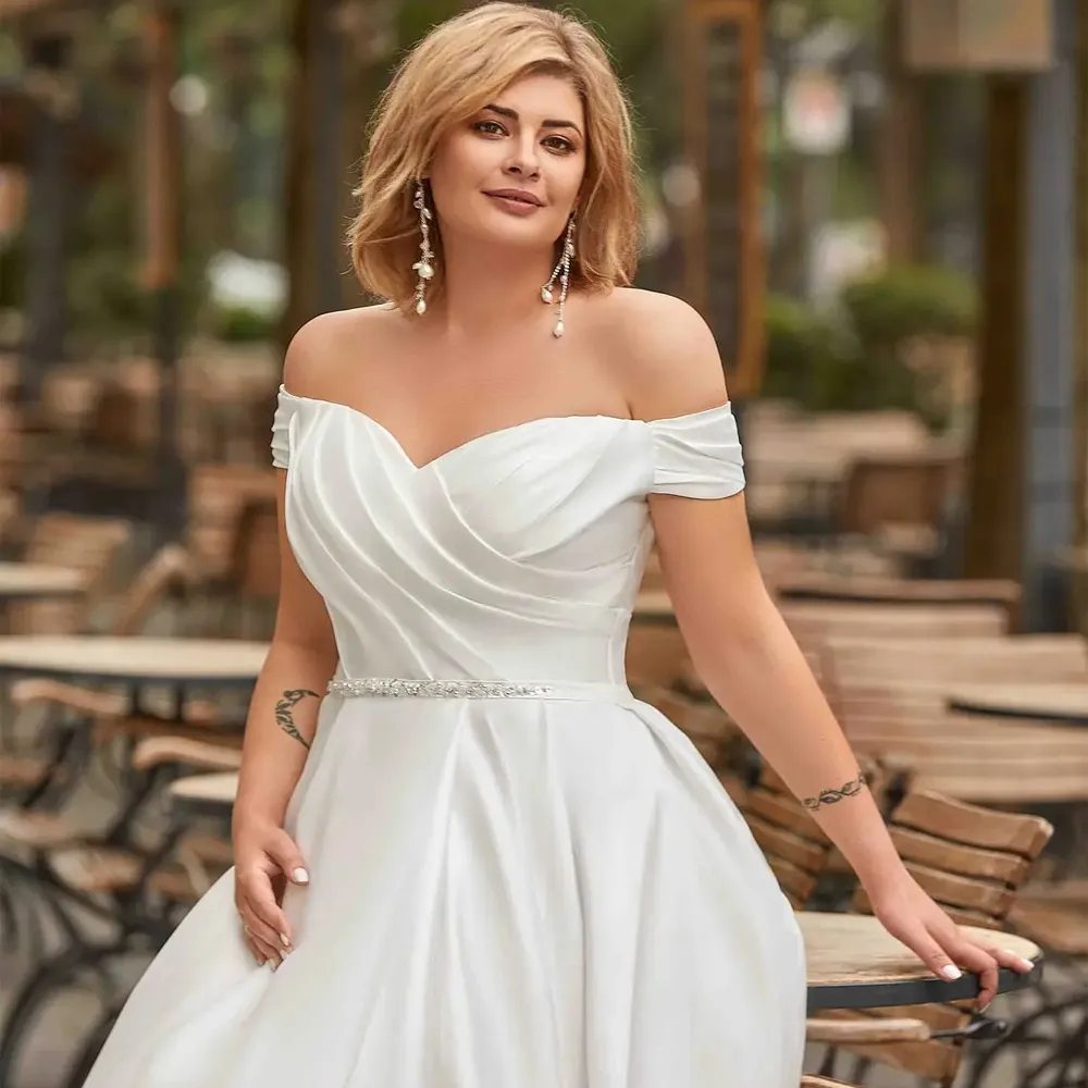 white off shoulder plus size dress ZAPAKA Women Graduation Asymmetrical Sheath The Satin Cocktail Dress, White / US16 This plus size minimalist wedding dress combines effortless elegance and modern style Plus Size Ivory Satin Dress