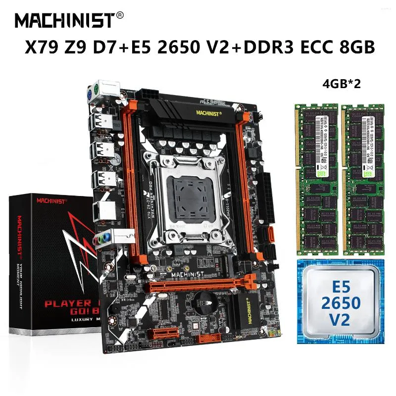 Anakartlar Machinist X79 Kit Anakart LGA 2011 XEON E5 2650 V2 CPU İşlemci 8G 4G 2 DDR3 ECC Bellek KAMU NVME M.2 X79-Z9-D7