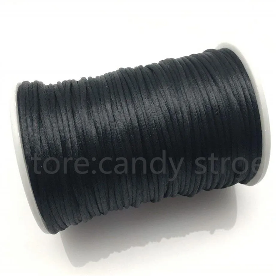 2 mm x 100 iarde di Qualità Coda di Ratto Morbido Nylon Rotolo di Corda di Raso Kumihimo Shamballa Nodo Cinese Corde 8263249i