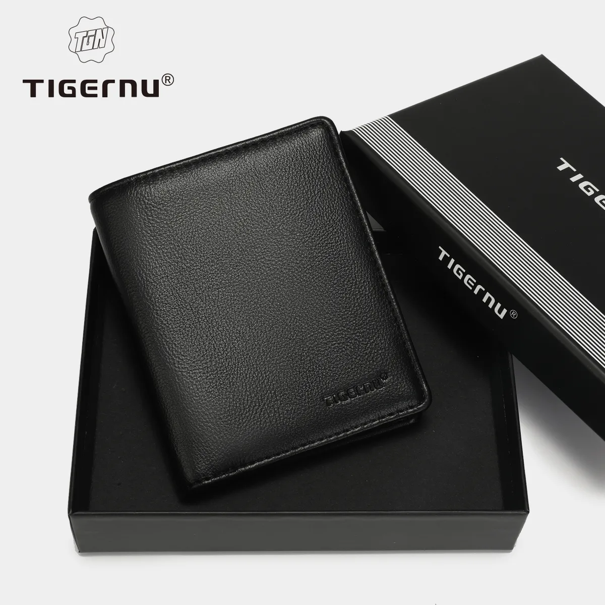 Tigernu メンズショートウォレット RFID ブロッキングビジネス財布薄型デザイナーカード小銭入れ男性用