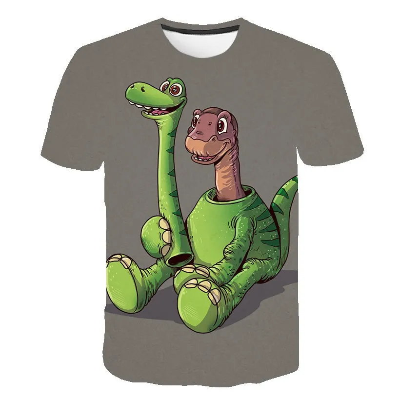 2023 Nya sommartryck för män 3D-utskrift Digital Söt Dinosaurie Kortärmad T-shirt Fritidskläder