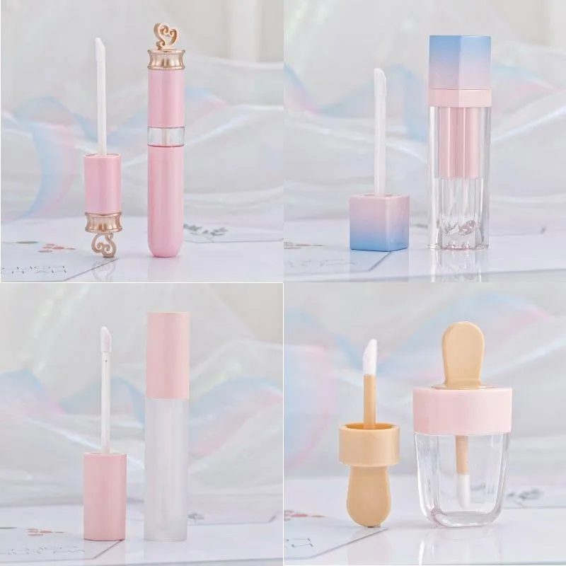 Rose brillant à lèvres teinte Tubes en plastique bricolage vide maquillage grand brillant à lèvres liquide rouge à lèvres étui beauté emballage F2286 Fquwr