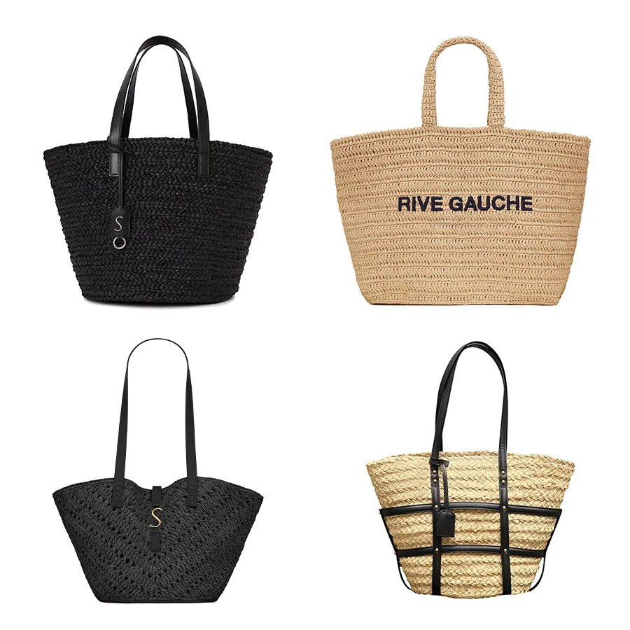 Rive Gauche Weave Large Basket Bage Bag Womens Purse Totes Linen Crossbody Shoulder Handbag Bage Bag Bag Mens Weekend Clutch Handbag