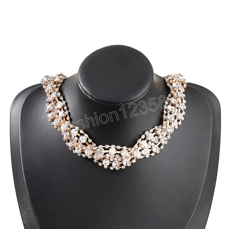 Strass brillant femmes Sexy luxe collier ras du cou Banquet accessoires de mariage déclaration collier collier