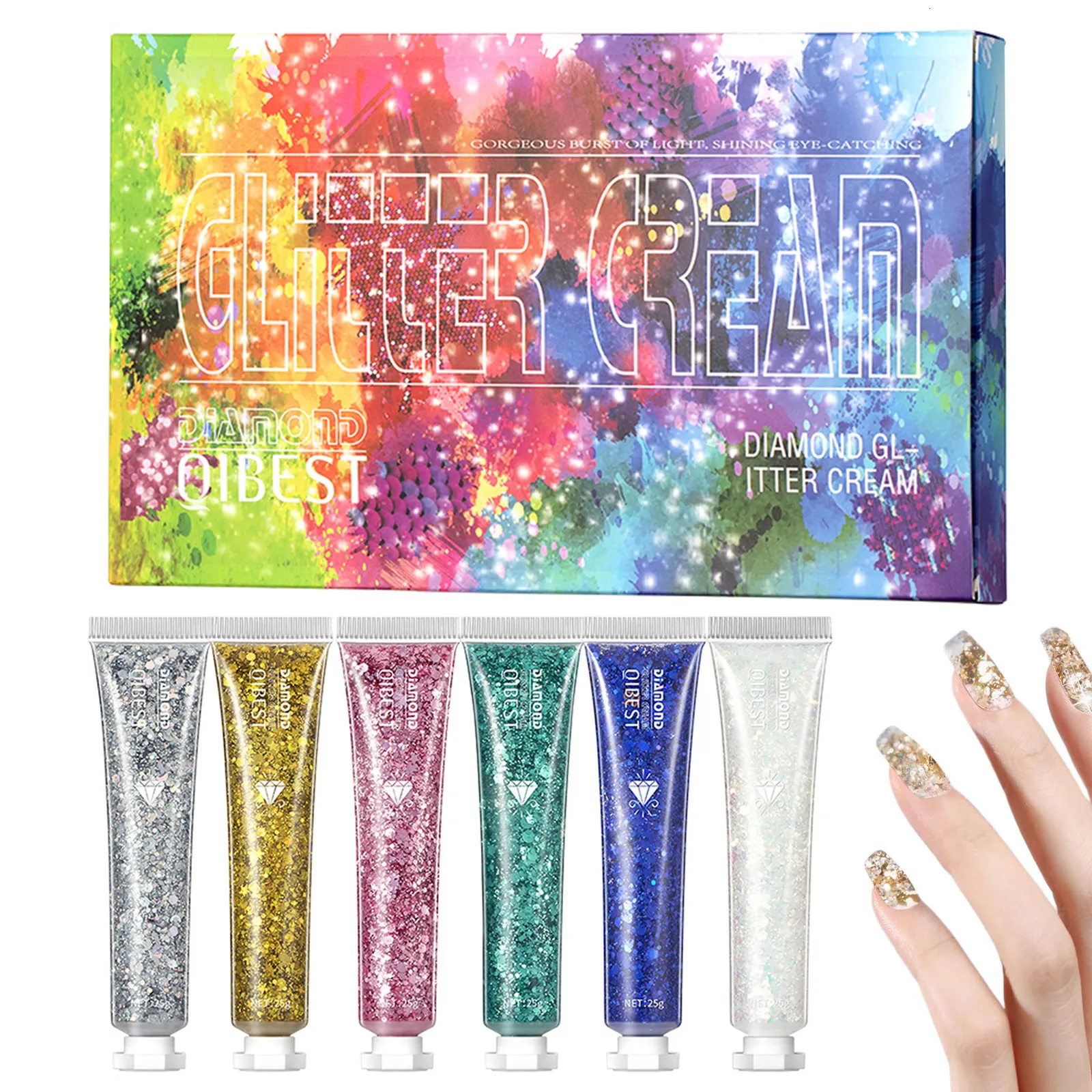 Body Glitter Face Gel 6 Color Sequins Set Festival Cosmetic Hair Nails DIY Makeup 230801