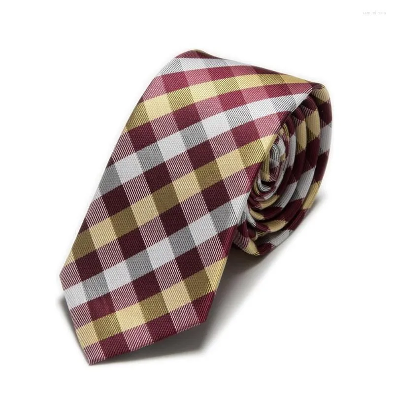 Bow Ties 2023 Microfiber Plaid Slim For Men Neck Tie Check Cravat Polyester Ascot