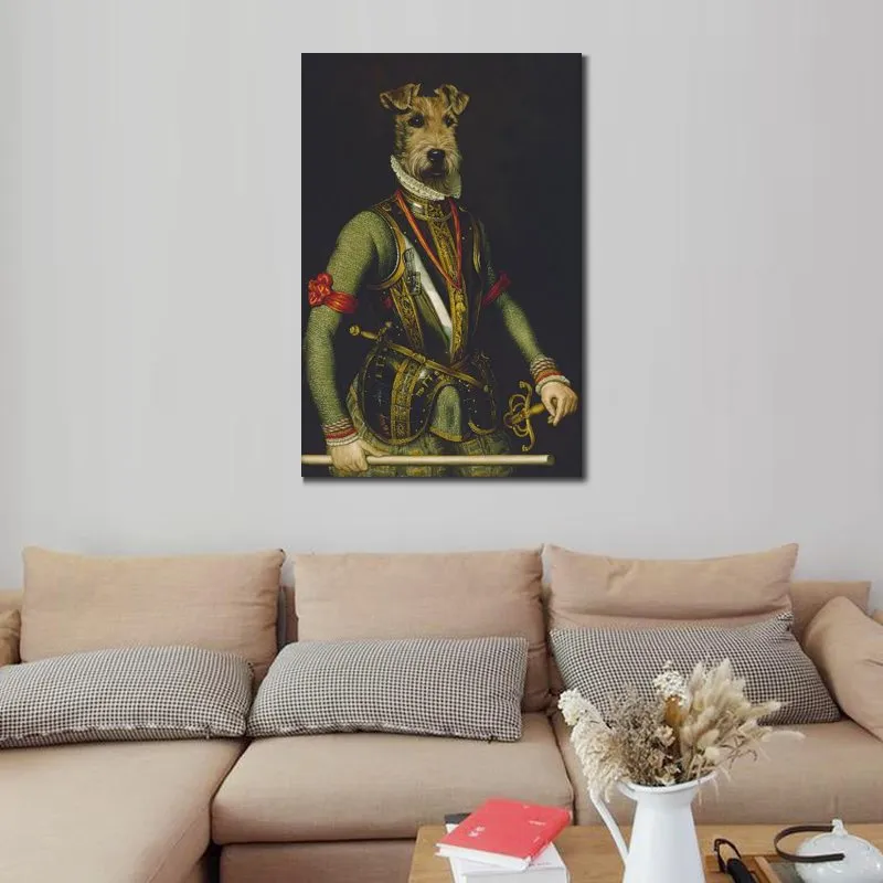 Handmade Canvas Art Dog Painting Sir Francis Classical Animal Portrait Artwork for Wall Decor